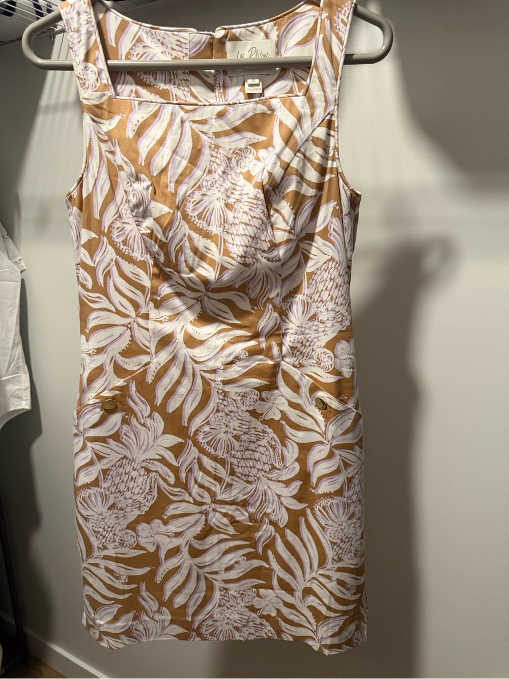Lilly Pulitzer Tan & White Tropical Shift Mini Dress